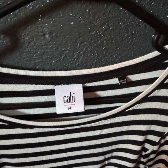 CAbi Black and White Striped Women's Tunic Top - Picture 2 of 3